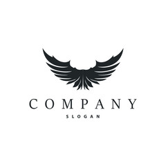 Black silhouette animal wings with simple and minimalist wing logo design concept