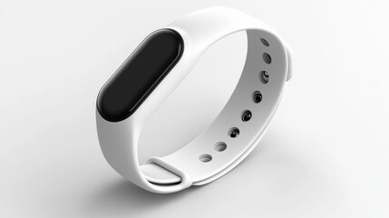 Fitness band mockup in white featuring a minimalist design for branding purposes displayed on a clean white background. Ideal for fitness and tech product presentations. . Generative AI