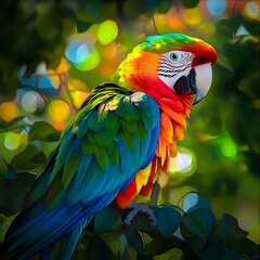 Obraz premium Tropical Parrot Perched