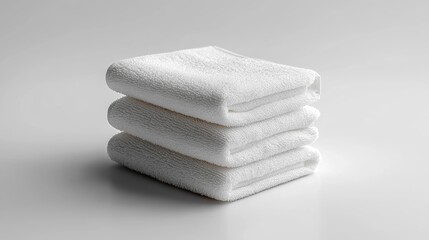 White cotton towel stack mockup on white background. Perfect for showcasing bath or spa products home essentials or textile design presentations.. Generative AI