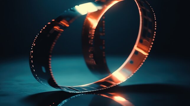 S-shaped film strip gracefully laid out on a clean white background, symbolizing the art of cinema and storytelling. A versatile design element ideal for film-related projects, graphic designs, 