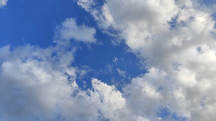 Blue sky and White cloud nature background. before the sunset