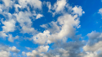 Blue sky and White cloud nature background. before the sunset