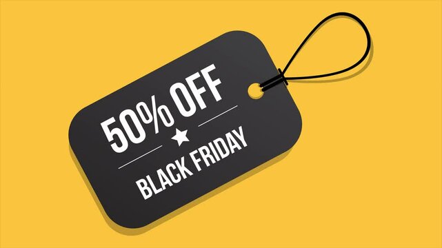 50% offers of Black Friday discount tag label motion on a red isolated background and green screen