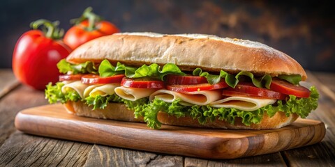 Ciabata sandwich with jamon, tomatoes, cheese, and lettuce, food, sandwich, ciabata, jamon, prosciutto, tomatoes, cheese