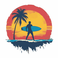 tropical summer illustration vintage t-shirt palm vintage vector illustration paradisebeach