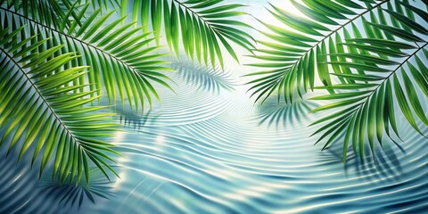shadow overlay effect of palm leaves, water ripples, and sunlight reflections on a background