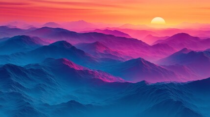Obraz premium Majestic Sunrise Over Vibrant Mountain Ranges