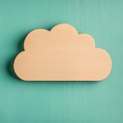 A wooden cloud shape against a teal background, ideal for decoration or crafts.
