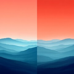 Obraz premium A serene landscape of layered mountains with a gradient sky.