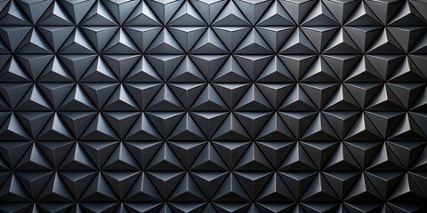 Obraz premium Black triangle pattern on extruded surface in render, black, triangles, extruded, surface,render, abstract, geometric, design