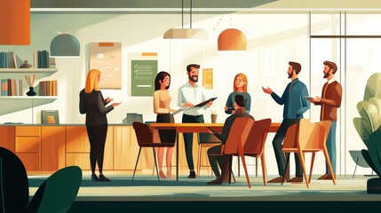 Office Meeting, a Group of Professionals Gathered Around a Table