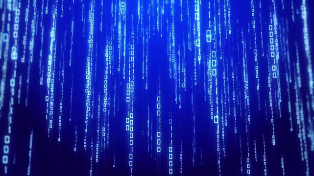 Digital code background with binary code falling looped for technology