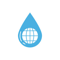 Obraz premium Blue water drop with white globe inside