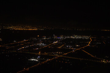 Shanghai - Aerial view of Dishui Lake and harbor at night