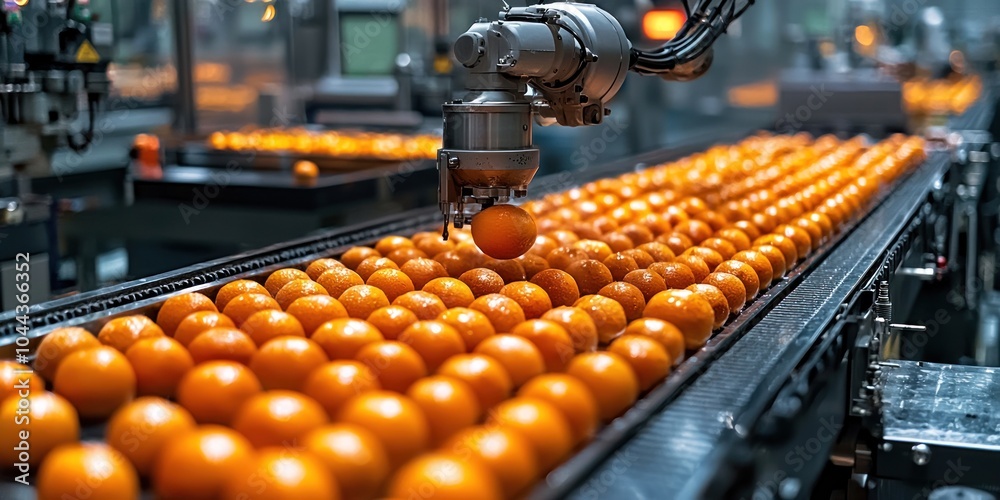 Poster Automated Orange Sorting and Packaging Line in a Factory