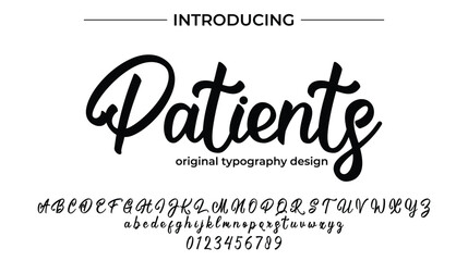 Patients Font Stylish brush painted an uppercase vector letters, alphabet, typeface