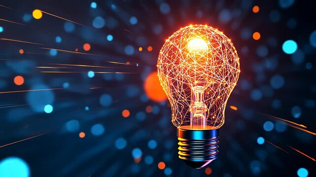 Glowing Light Bulb With Network Structure, idea, innovation, inspiration, creativity, technology