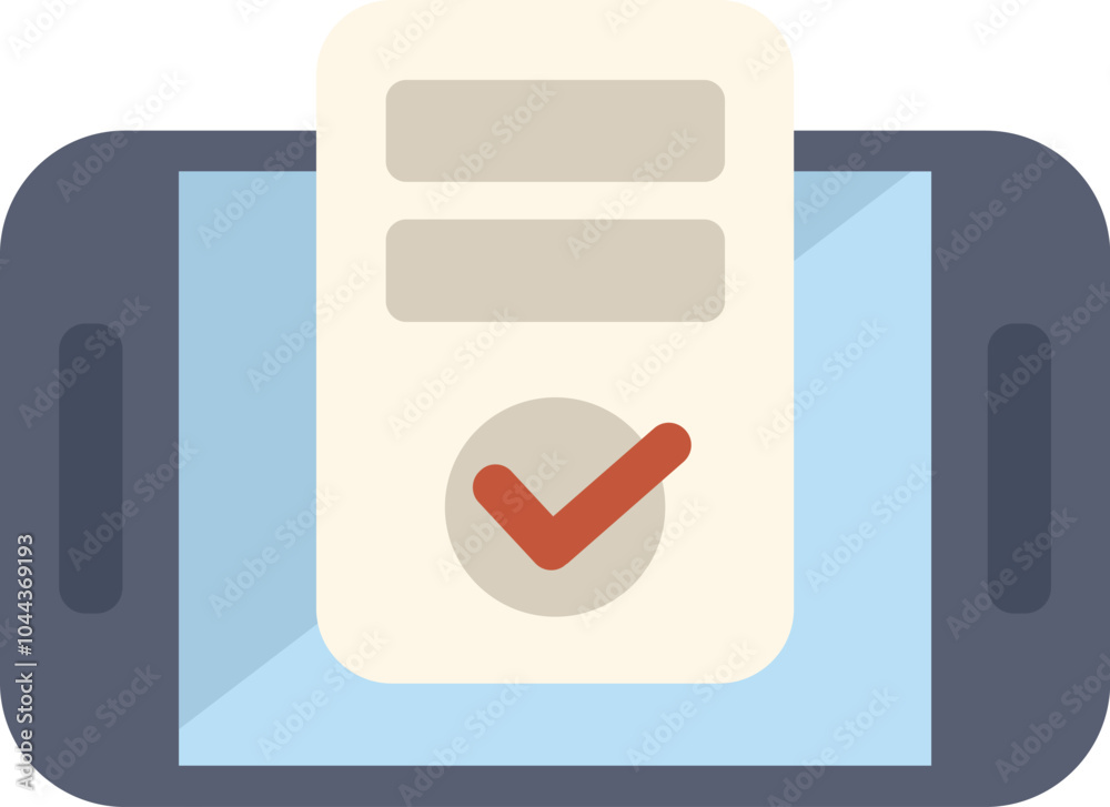 Poster smartphone displaying a completed checklist icon, symbolizing efficient mobile task management and d