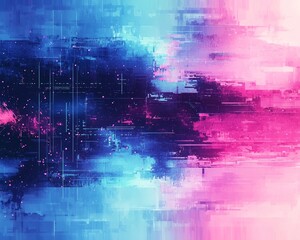 Naklejka premium Abstract Digital Artwork in Vibrant Blue and Pink Tones