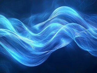 Dynamic Blue Abstract Waves in Panoramic View