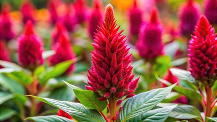 Selective focus of ornamental plant jengger ayam or commonly called celosia argentea