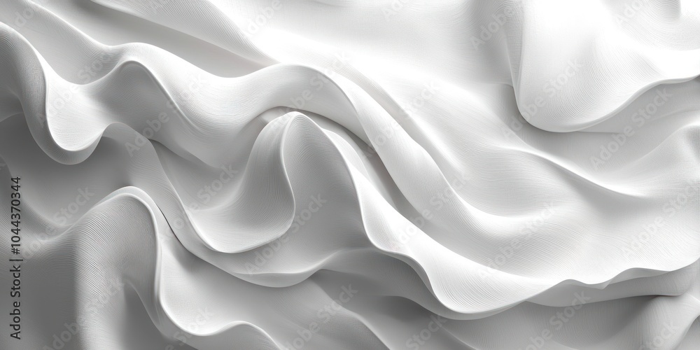 Poster abstract white wavy fabric with a subtle textured surface
