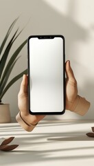 Minimalist mobile phone mockup for customizable designs.