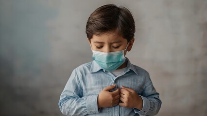 A child with a pediatric lung disease, masked and in discomfort, highlights the challenges faced by young patients