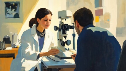 Fototapeta premium Ophthalmologist examining a patient