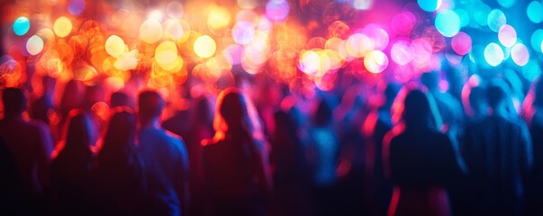 Vibrant Crowd with Colorful Bokeh Effect