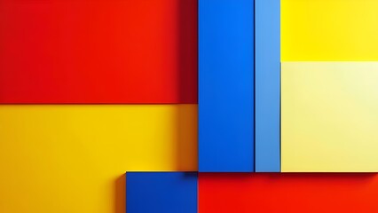 Fototapeta premium A Background Featuring Large, Bold Blocks of Red, Blue, and Yellow with Clean Lines and Sharp Edges for Balanced Simplicity