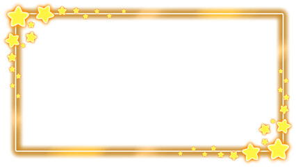 ゴールドフレーム　クリスマス　飾り　枠　キラキラ　スター　素材　光る　高級感　エレガント　クラシック　アンティーク　おしゃれ　ファンタジー　シンプル　飾り罫　囲み　見出し　タイトル　キャンペーン　白背景　白バック　透過　16:9