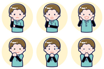 児童支援員の男性のポーズセット_04