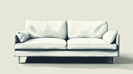 A White Sofa with Two Pillows and Metal Legs