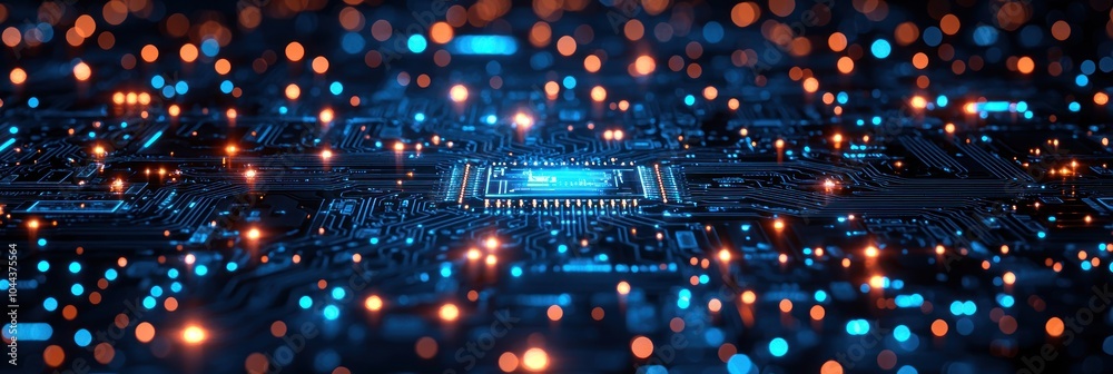 Aufkleber Illuminated Circuit Board with a Glowing Central Processor