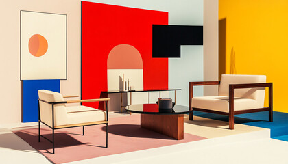 Fototapeta premium Minimalist and unique interior design in the house