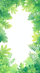 Fototapeta premium Lush green foliage creates vibrant border, perfect for framing text or images. various shades of green evoke sense of nature and freshness, ideal for garden or eco themed projects