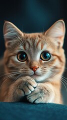 Obraz premium A Cute Cat Posing Playfully at the Camera on a Cozy Afternoon. Generative AI