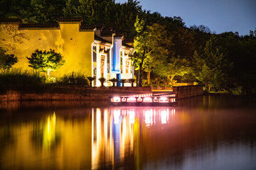 Zhejiang Province Shaoxing City - Night view of Gujian Hotel