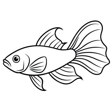 recommend clip art: Guppy vs betta vector silhouette Illustration Isolated white background.