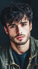 Fototapeta premium Handsome Young Man Portrait with Serious Expression