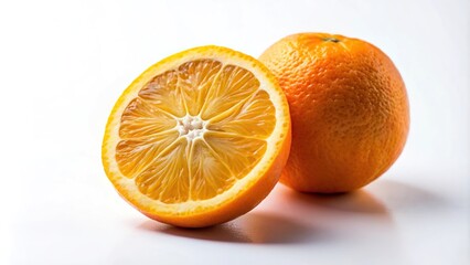 Real sliced orange with pulp on white background