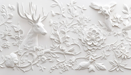 beautiful and attractive wall paper with some flower and animals generated by AI
