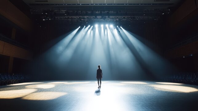 Dancer Rehearsing in an Empty Theater Space