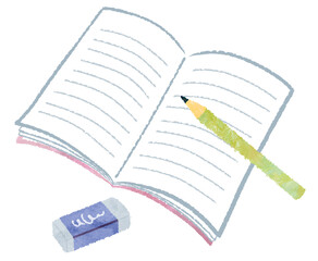 ノート　えんぴつ　文房具　イラスト
