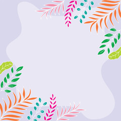 Floral frame with leaves and space for text. Vector illustration.