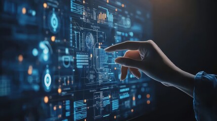Futuristic Digital Interface Interaction