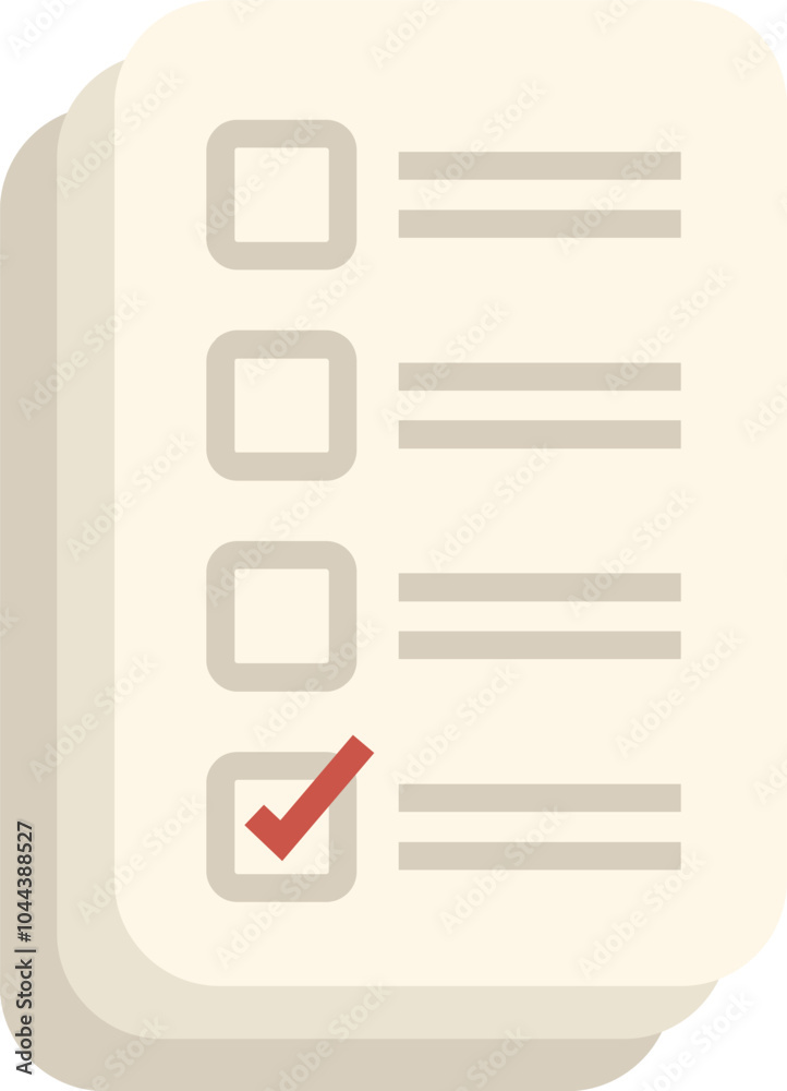 Poster clipboard with checklist and red check mark showing completion of business tasks or project manageme