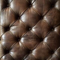 Naklejka premium Rich Aged Brown Leather Tufted Furniture Texture with Classic Vintage Style